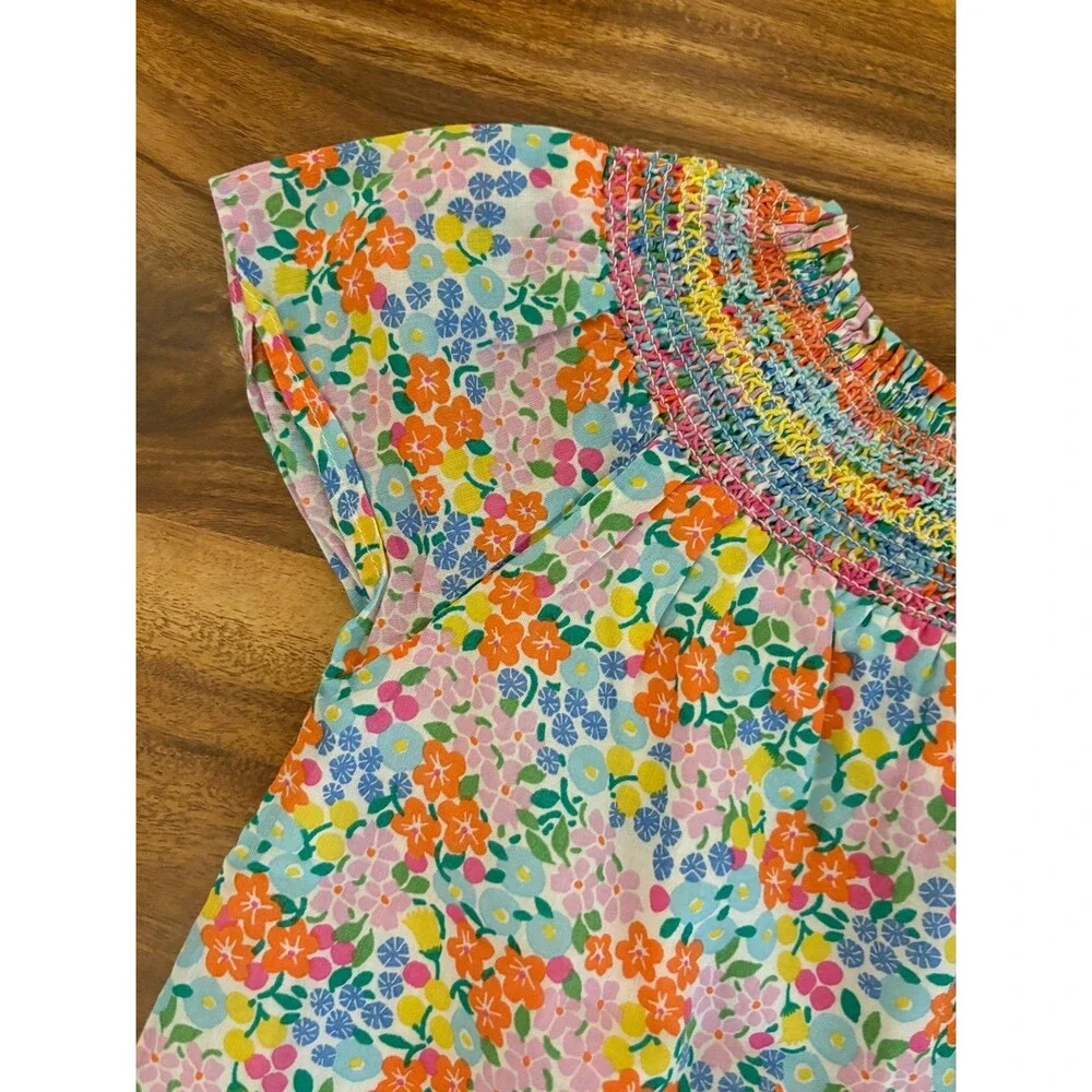 Mini Boden Smocked Neck Floral Top, Size 3-4